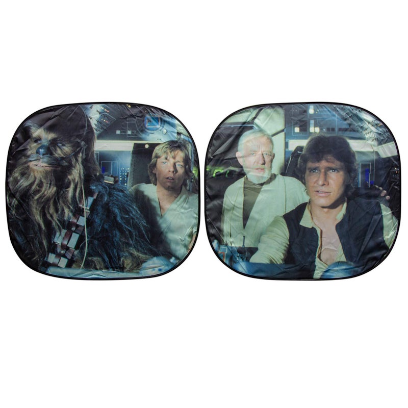 Plasticolor 003747R01 Star Wars Millennium Falcon 2-Piece Magic Car Truck SUV Spring Side Window Sunshade (Pack of 1) - Image 1